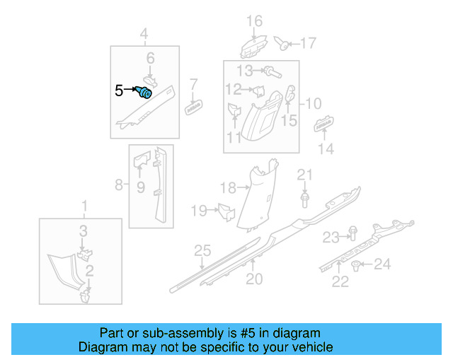 Upper Quarter Trim Clip 3B0-880-288-A - View 37