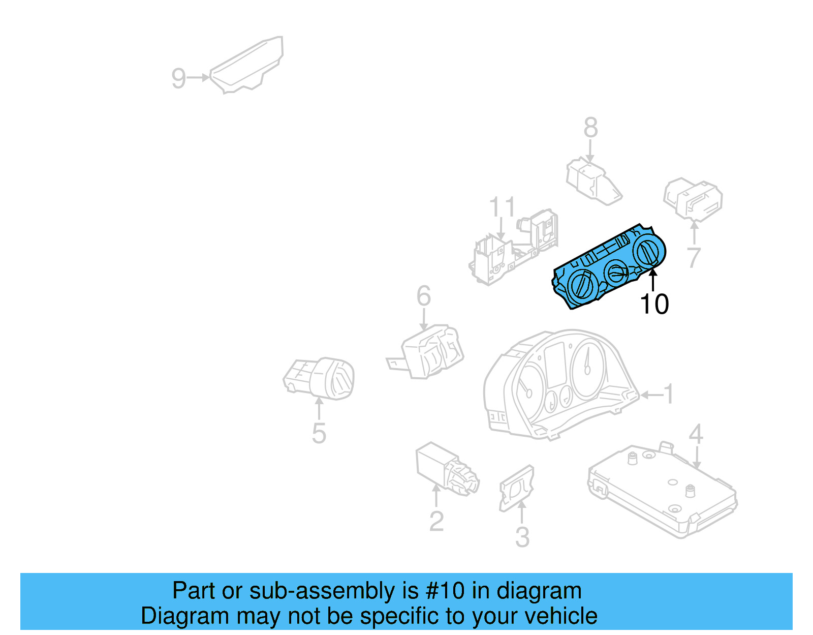 Dash Control Unit 3C8-907-336-AJ-ZJU - View 8