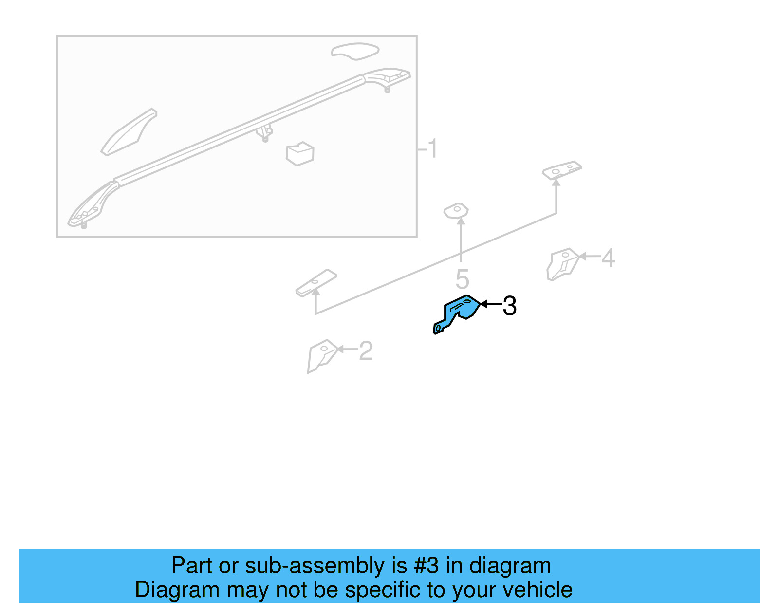 Roof Luggage Carrier Side Rail Bracket 3C9-860-200 - View 2