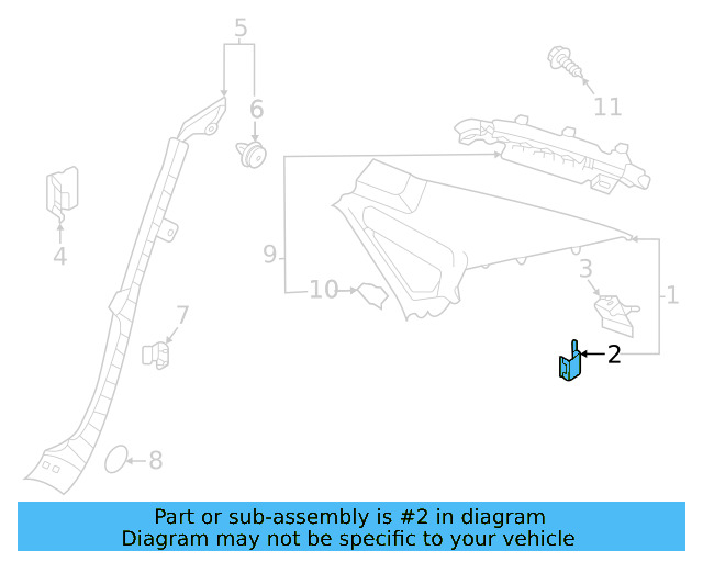 Upper Pillar Trim Retainer 3CG-867-283 - View 10