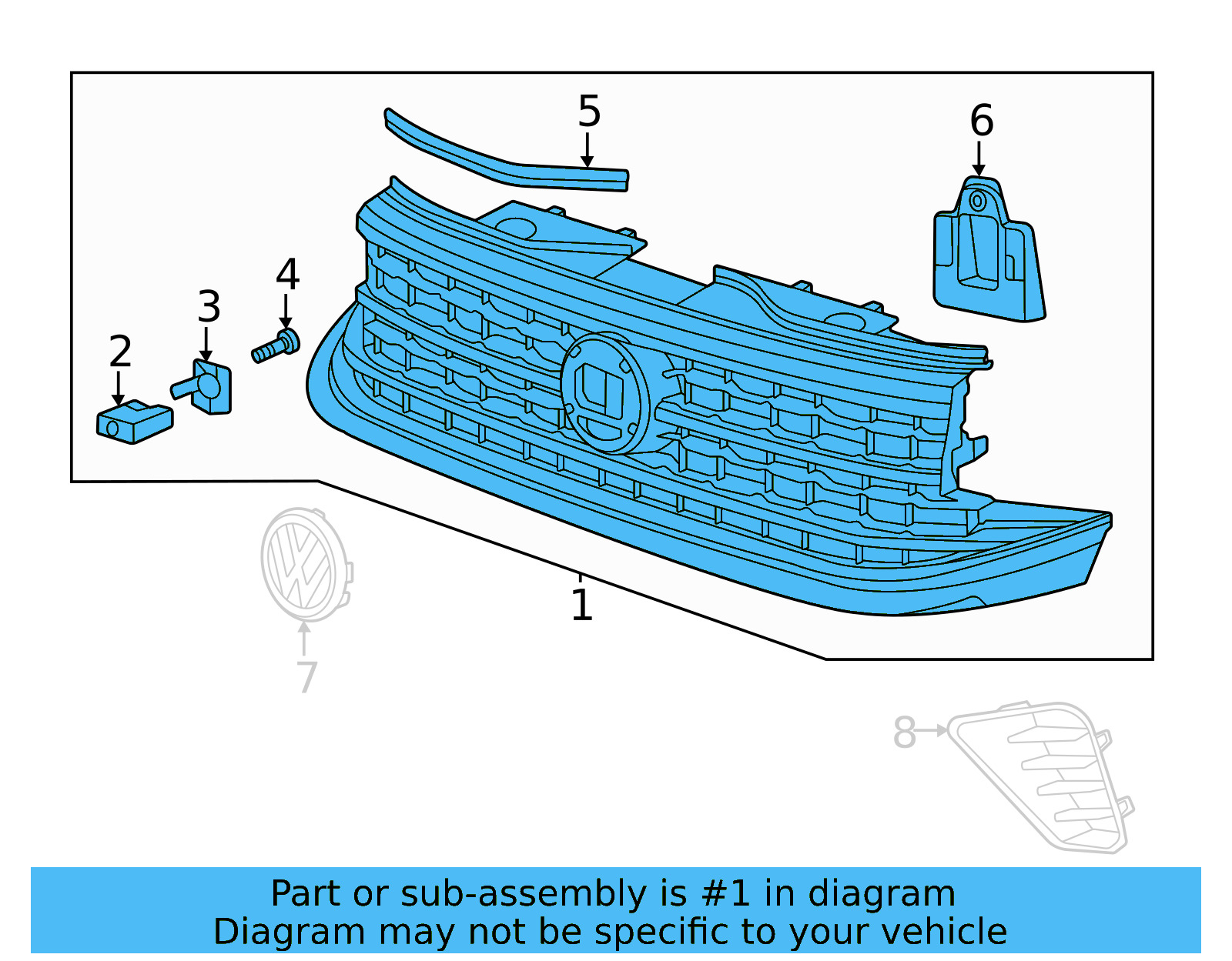 Grille Assembly 3CM-853-651-N-LDB - View 6