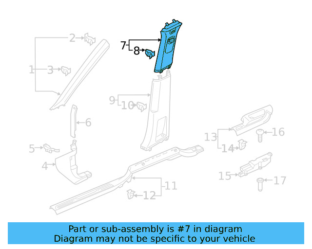 Upper Center Pillar Trim 3CM-867-243-A-82V