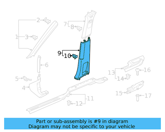 Lower Center Pillar Trim 3CN-867-292-A-82V - View 5
