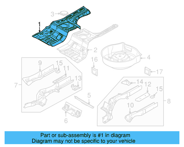 Rear Floor Pan 3D0-803-094-A - View 2