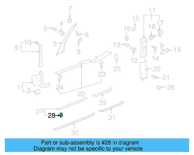 Body Side Molding Clip 3D0-853-576 - View 11