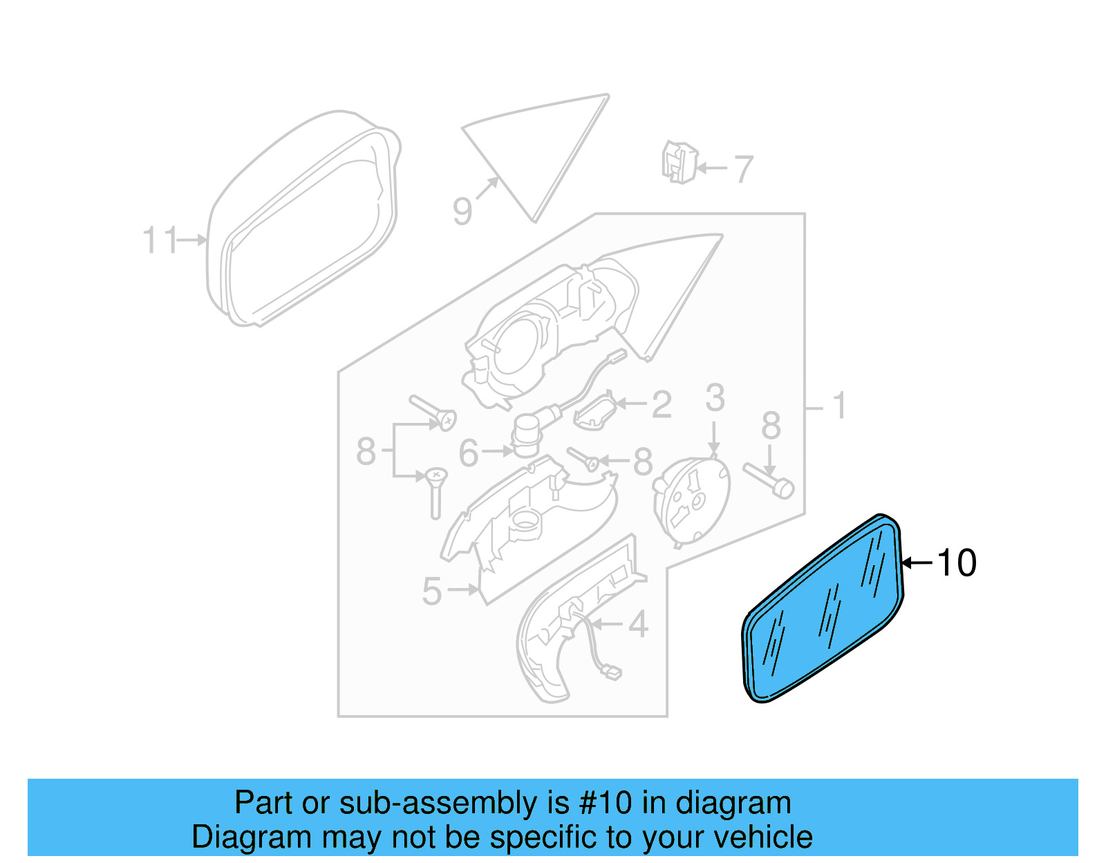Mirror Glass 3D0-857-521-AG - View 5