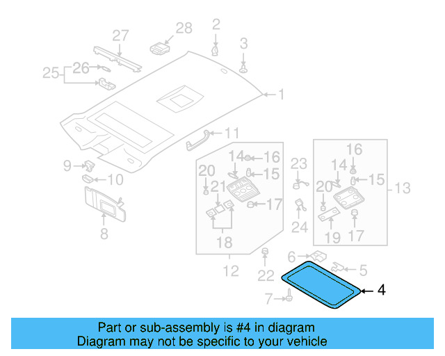 Sunroof Trim 3D0-868-541 - View 3