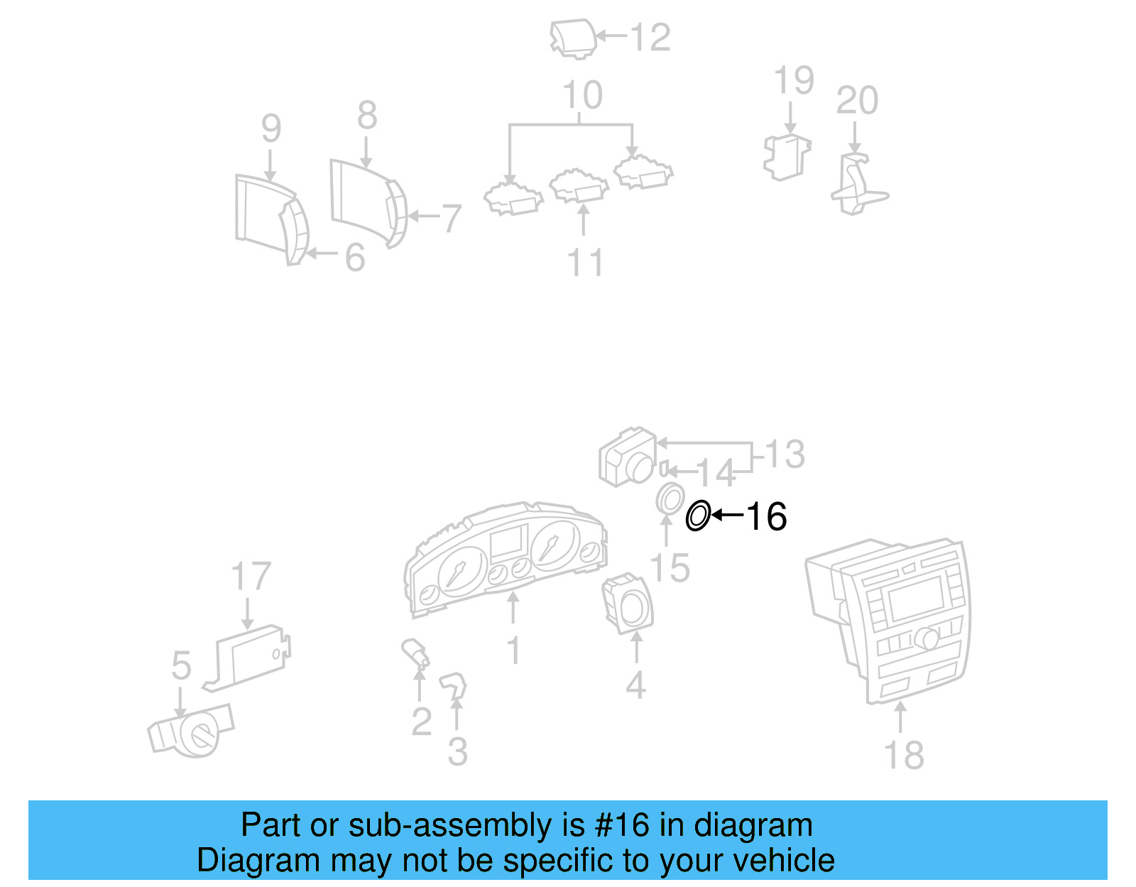 Ignition Switch Bezel 3D0-905-869 - View 4