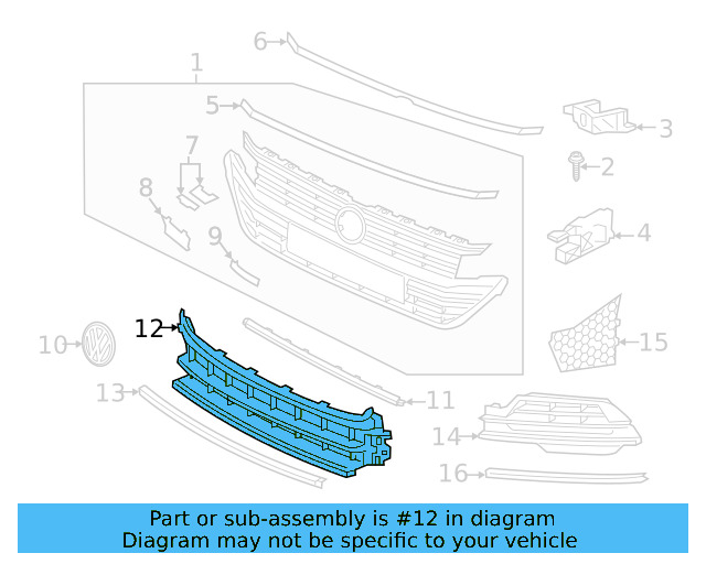 Lower Grille 3G8-853-677-9B9 - View 3