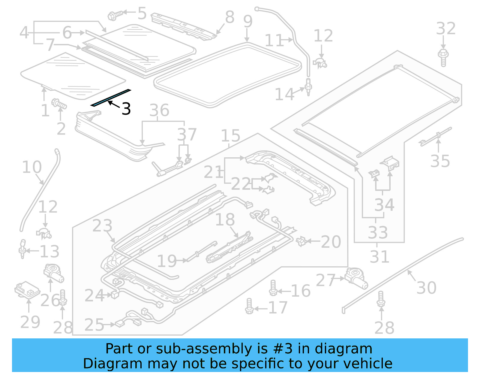 Front Glass Trim 3G9-877-791-9B9 - View 3