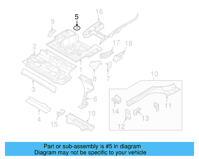 Rear Floor Pan Retainer 1T0-803-274 - View 6