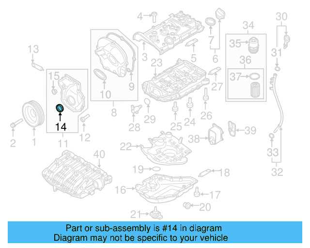 Engine Timing Cover Seal 06L-103-583-C