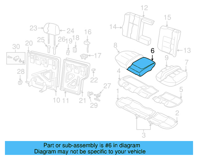 Seat Cushion Pad 1J0-885-376-AD - View 3