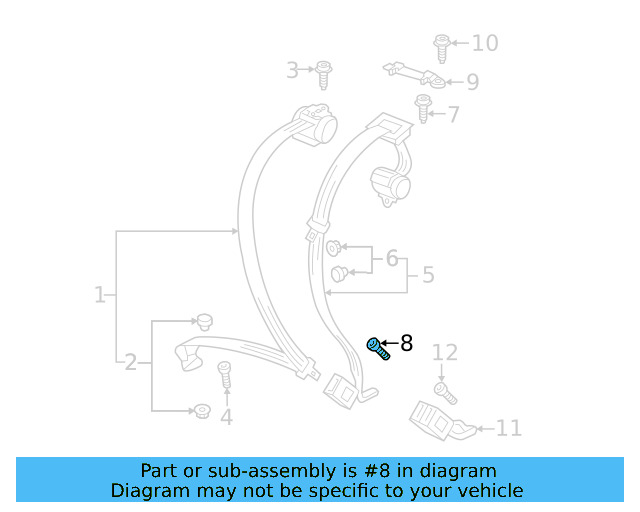 Center Seat Belt Lower Bolt N-989-244-02 - View 6