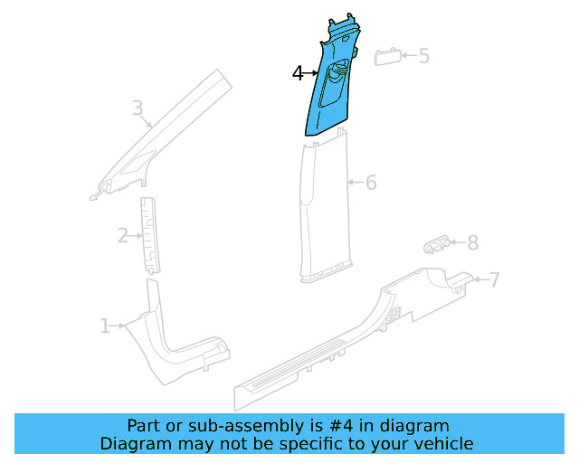 Upper Center Pillar Trim 11K-867-244-4PK - View 4