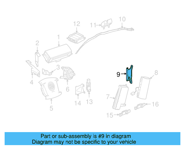 Side Air Bag Mount Bracket 3D0-881-525 - View 3