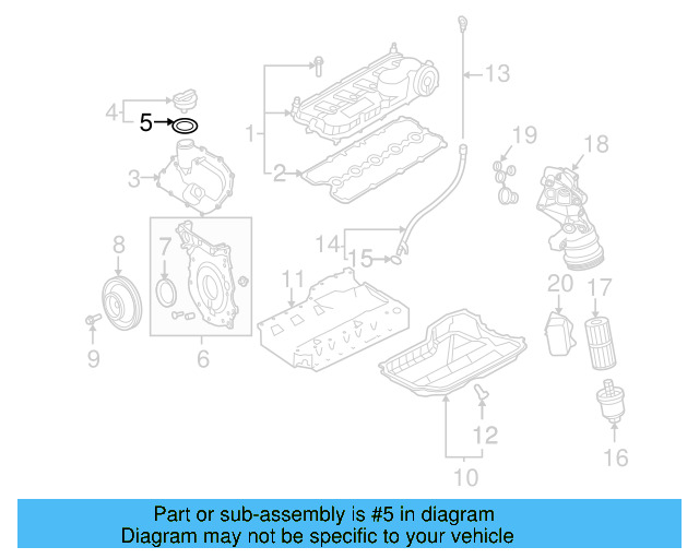 Engine Oil Filler Cap Gasket 036-115-111-B - View 9