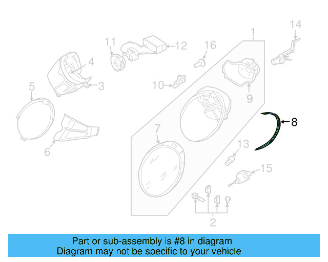 Headlamp Assembly Catch 1C0-806-629-A - View 23