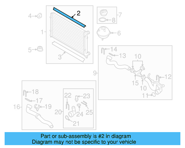 Radiator Upper Seal 3C0121345AL - View 3