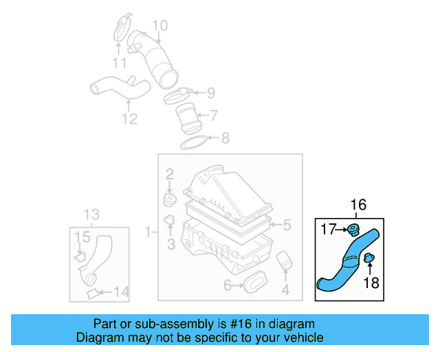Engine Air Intake Hose 1C0-129-622-F - View 8