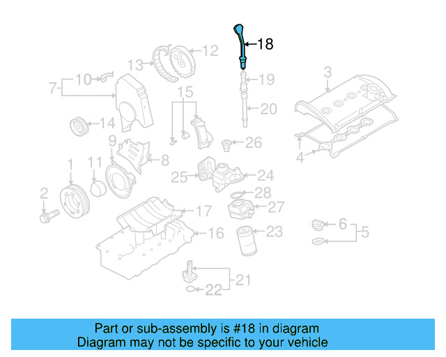 Engine Oil Dipstick 06A-115-611-Q - View 13