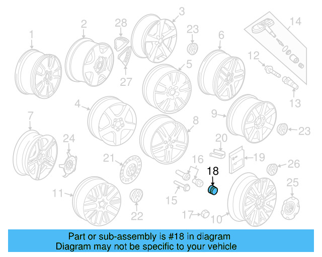 Wheel Bolt Cap 1K0-601-173-A-9B9 - View 8