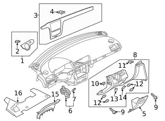 Instrument Panel Trim Panel Insulator 7M3-857-145-A - View 10