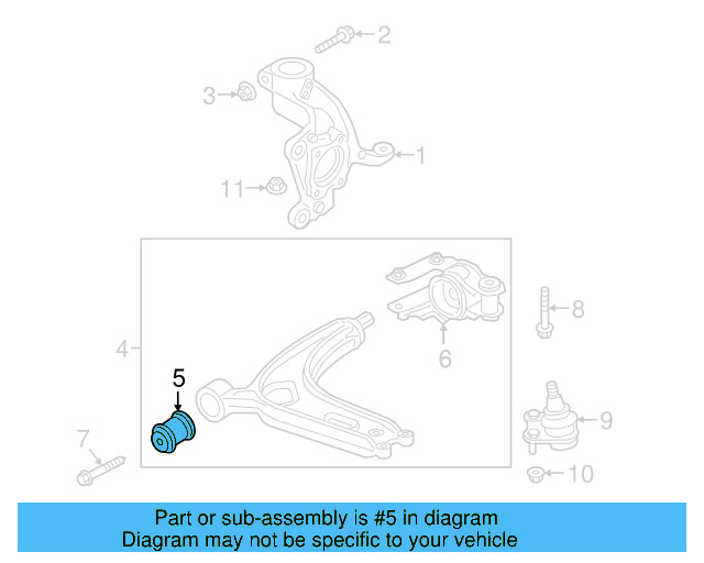 Lower Control Arm Front Bushing 3QF-407-182-A - View 7