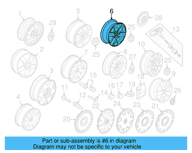 Wheel, Alloy 1C0-601-025-AF-8Z8 - View 12