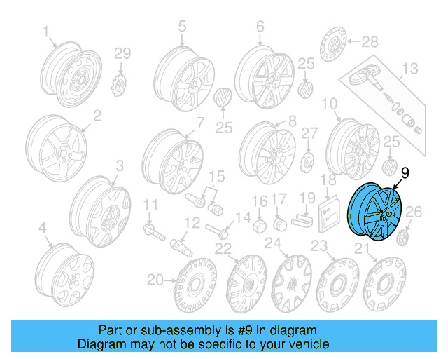 Wheel, Alloy 1C0-601-025-AB-8Z8 - View 13