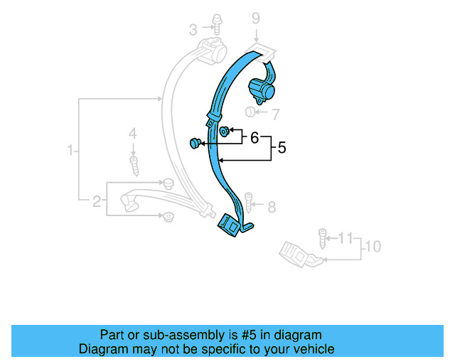 Center Belt Assembly 1K6-857-807-AJ-RAA - View 5