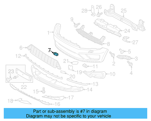 Lower Grille Cap 7P6-854-375-A-9B9 - View 5