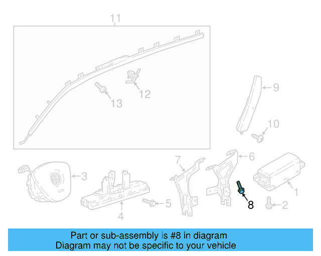 Knee Air Bag Bolt N-106-843-01 - View 3