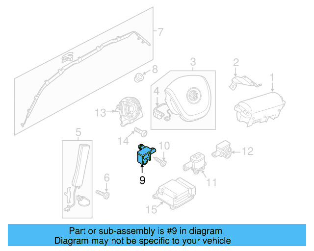 Steering Wheel Air Bag 7P6-880-201-N-4A1 - View 7