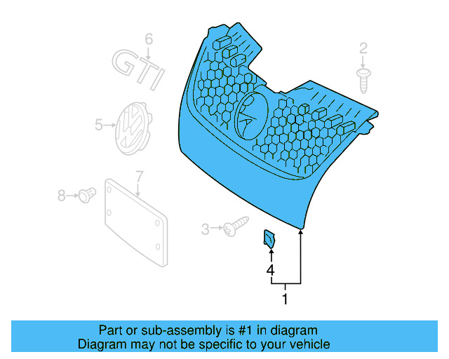 Grille 1K0-853-651-H-VW8 - View 4
