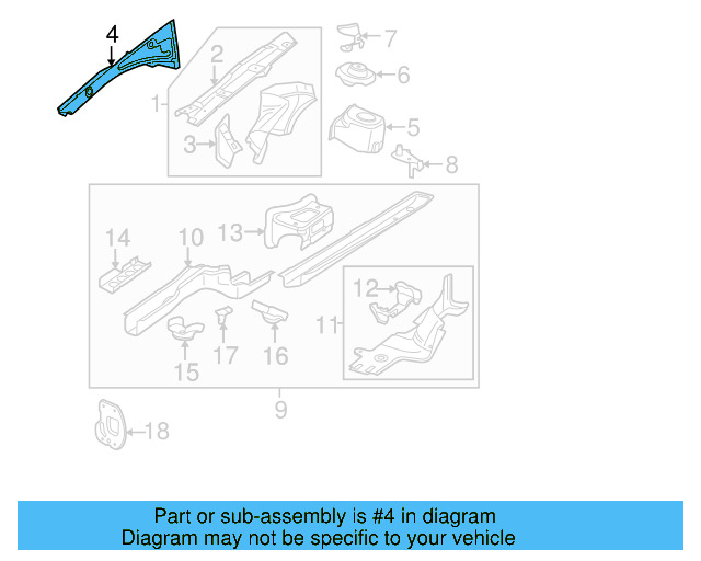 Upper Rail 3C0-810-136-A - View 2