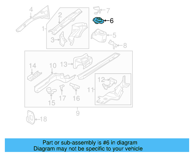 Strut Tower Reinforcement 3C0-809-072 - View 5