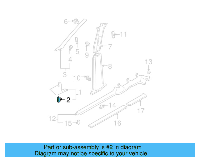 Cowl Trim Clip 1J0-867-276-B - View 11