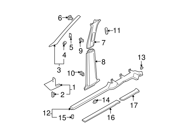 Windshield Pillar Trim Clip 1J0-867-333-A