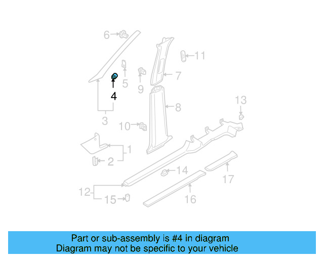 Windshield Pillar Trim Clip 1J0-867-333-A - View 16