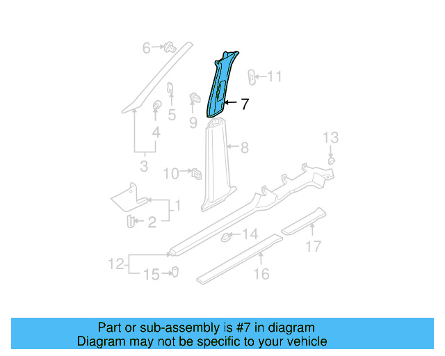 Upper Center Pillar Trim 1J4-867-244-C-6K8 - View 6