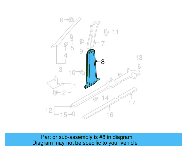 Lower Center Pillar Trim 1J4-867-297-B-B41 - View 7