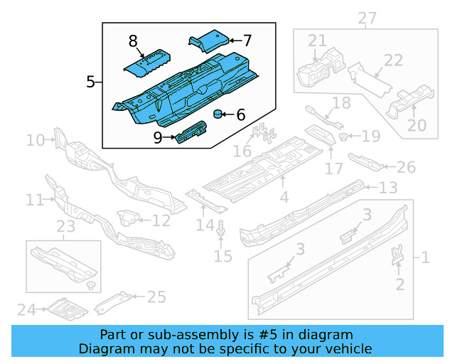 Center Floor Pan 5QF-803-067-C - View 3