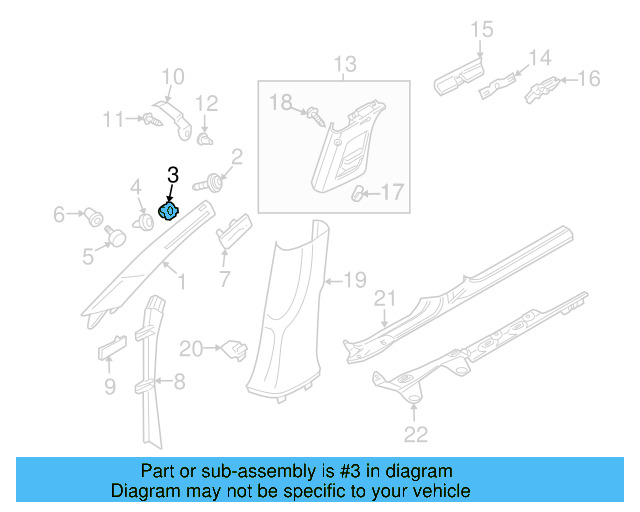Upper Center Pillar Trim Retainer Nut 1K0-880-288-A - View 26