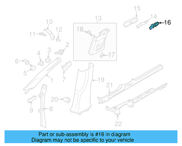 Upper Center Pillar Trim Trim Plate 3C0-853-437-C-28U - View 4