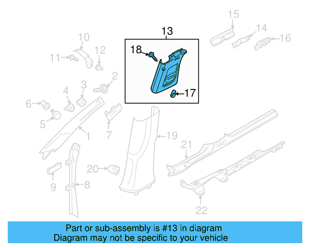 Lower Center Pillar Trim 3C0-867-291-D-7G8 - View 2