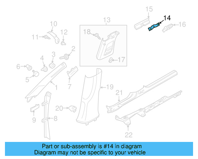 Upper Center Pillar Trim Retainer 3C0-867-283 - View 4