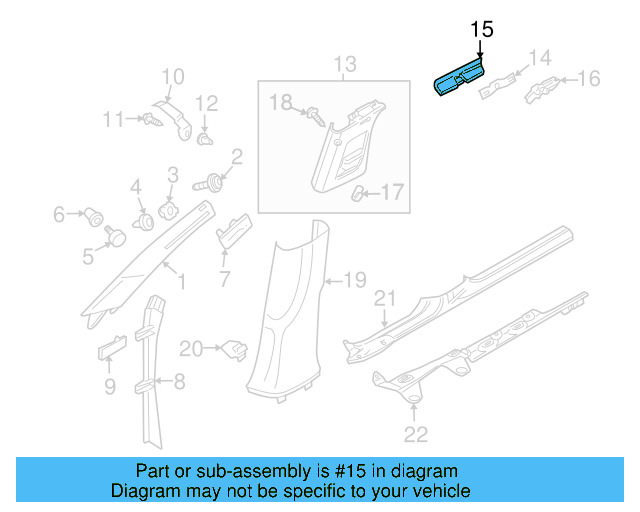 Upper Center Pillar Trim Retainer Bracket 3C0-867-737-C - View 3
