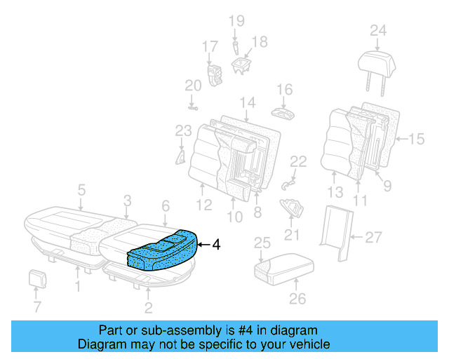 Seat Cushion Pad 3B0-885-375-C - View 3