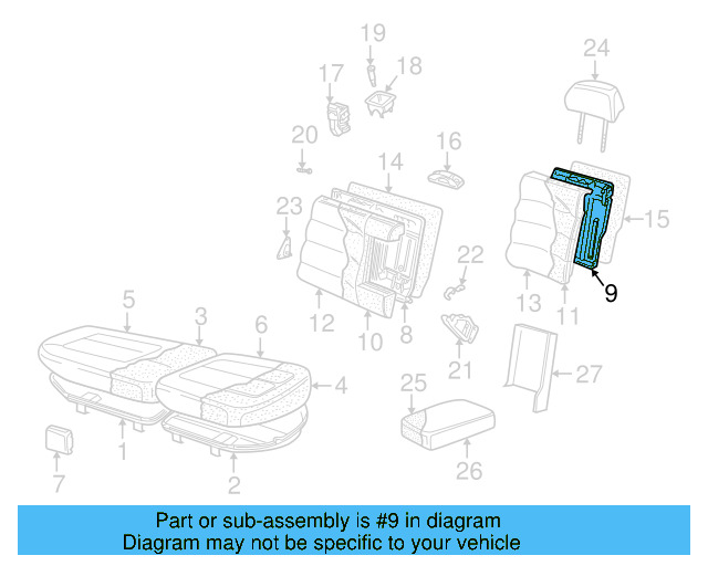 Seat Back Frame 3B9885501 - View 3